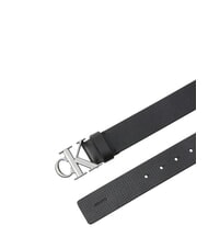 CALVIN KLEIN CK HARDWARE Pasek sk&oacute;rzany czarny/srebrny antyczny - Paski - 2