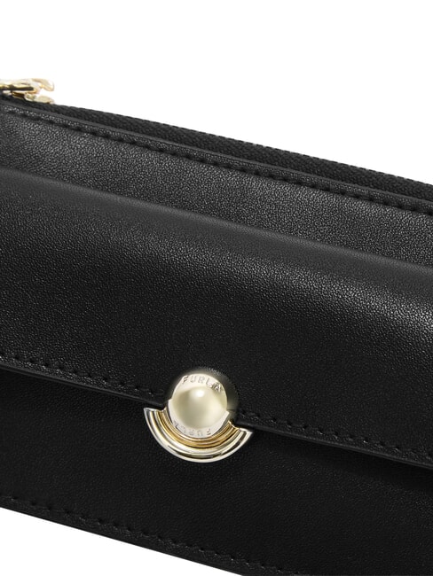 SFERA SOFT Etui na karty z klapką, ze sk&oacute;ry Czarny - Portfele damskie