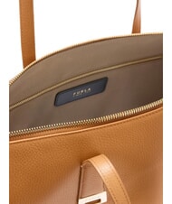 FURLA OLIVIA Sk&oacute;rzana torba na zakupy na ramię tytoń - Torby damskie - 6
