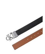 CALVIN KLEIN CK HARDWARE Dwustronny pasek sk&oacute;rzany czarny/koniakowy/antyczne srebro - Paski - 2