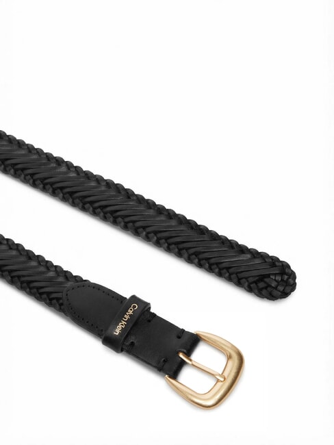 CLASSIC BUCKLE Pasek sk&oacute;rzany czarny / antyczne jasne złoto - Paski