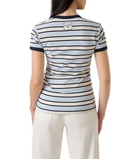 GUESS STRIPED MINI 4G LOGO Koszulka w paski kremowo-biały i cienisty - Koszulki i topy damskie - 2