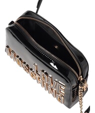 LOVE MOSCHINO ENAMELED Torba na ramię, błyszcząca Czarny - Torby damskie - 3