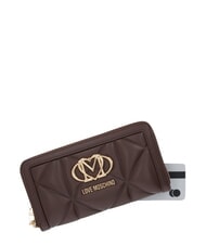 LOVE MOSCHINO EMBOSSED Duży portfel zapinany na zamek czekolada - Portfele damskie - 3