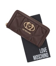 LOVE MOSCHINO EMBOSSED Duży portfel zapinany na zamek czekolada - Portfele damskie - 4