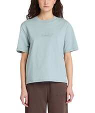 TIMBERLAND LUSH COMFORT Koszulka bawełniana srebrno-niebieski - Koszulki i topy damskie - 4