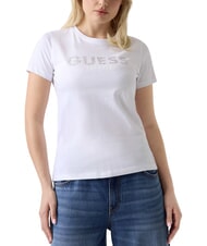 GUESS STUDS SCRIPT Koszulka z kr&oacute;tkim rękawem czysto biały - Koszulki i topy damskie - 2