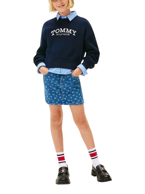 TH Sweter dziewczęcy z okrągłym dekoltem pustynne niebo - Swetry dziecięce