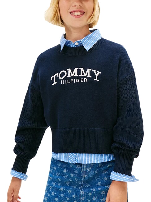 TH Sweter dziewczęcy z okrągłym dekoltem pustynne niebo - Swetry dziecięce