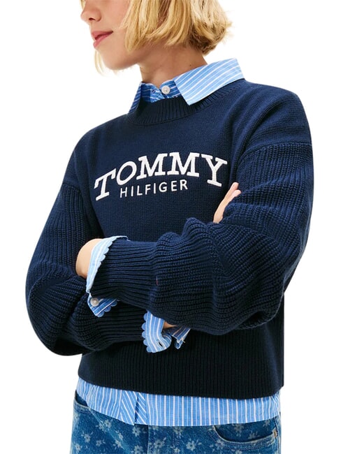 TH Sweter dziewczęcy z okrągłym dekoltem pustynne niebo - Swetry dziecięce