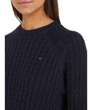 TOMMY HILFIGER TH Bawełniany sweter z okrągłym dekoltem pustynne niebo - Koszulki damskie - 4