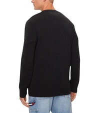 TOMMY HILFIGER TH JEANS  Bawełniany sweter z dekoltem w serek czarny - Koszulki męskie - 2