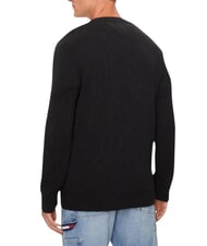 TOMMY HILFIGER TH JEANS  Bawełniany sweter z dekoltem w serek czarny - Koszulki męskie - 5