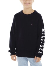 TOMMY HILFIGER TH Sweter bawełniany z okrągłym dekoltem pustynne niebo - Swetry dziecięce - 3