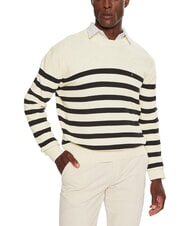 TOMMY HILFIGER TH Sweter bawełniany z okrągłym dekoltem oatmilk htr / pustynne niebo - Koszulki męskie - 3