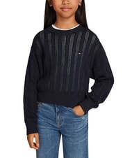 TOMMY HILFIGER TH Sweter bawełniany z okrągłym dekoltem pustynne niebo - Swetry dziecięce - 3
