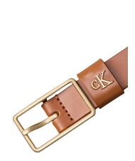 CALVIN KLEIN CLASSIC BUCKLE Pasek sk&oacute;rzany olej arganowy / antyczny jasny złoty - Paski - 5