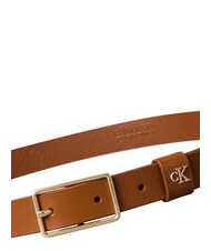 CALVIN KLEIN CLASSIC BUCKLE Pasek sk&oacute;rzany olej arganowy / antyczny jasny złoty - Paski - 3