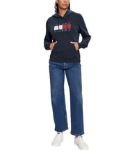 TOMMY HILFIGER TH JEANS Bluza bawełniana ciemna noc granatowa - Bluzy damskie - 4