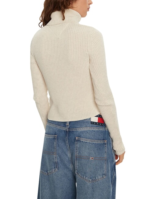 TH JEANS Sweter z golfem starożytny biały melanż - Koszulki damskie