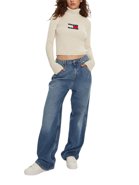 TH JEANS Sweter z golfem starożytny biały melanż - Koszulki damskie