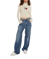 TOMMY HILFIGER TH JEANS Sweter z golfem starożytny biały melanż - Koszulki damskie - 3