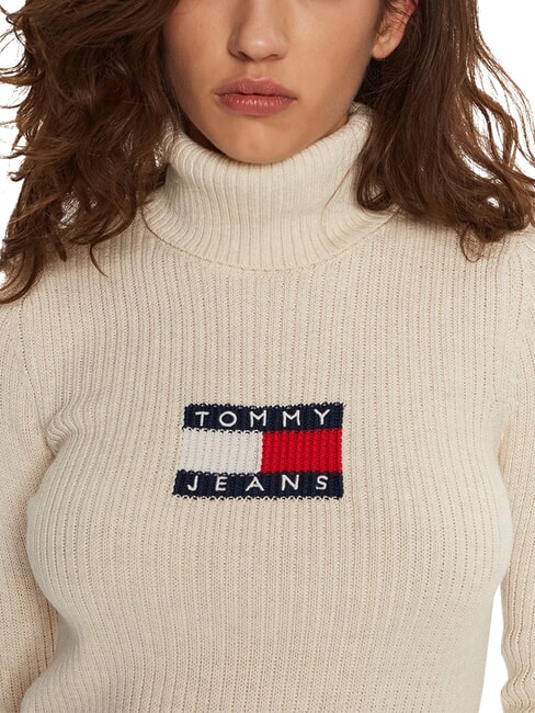 TH JEANS Sweter z golfem starożytny biały melanż - Koszulki damskie