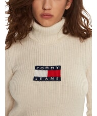 TOMMY HILFIGER TH JEANS Sweter z golfem starożytny biały melanż - Koszulki damskie - 4