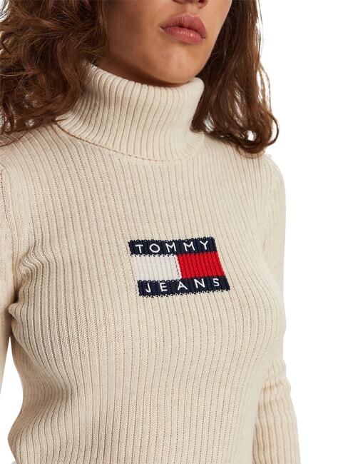 TH JEANS Sweter z golfem starożytny biały melanż - Koszulki damskie