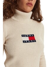 TOMMY HILFIGER TH JEANS Sweter z golfem starożytny biały melanż - Koszulki damskie - 5