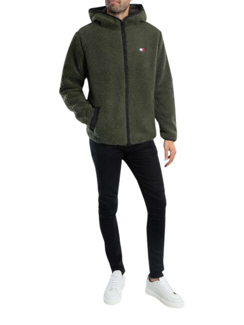 TH JEANS Bluza z kieszenią i kapturem zmęczenie zielone - Bluzy męskie