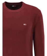 TOMMY HILFIGER TH JEANS  Bawełniany sweter z okrągłym dekoltem głęboko czerwony - Koszulki męskie - 3