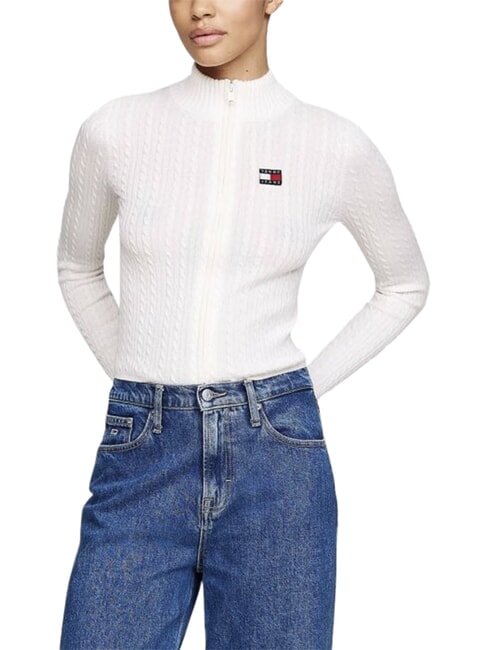 TH JEANS Sweter z pełnym zamkiem błyskawicznym starożytna biel - Koszulki damskie