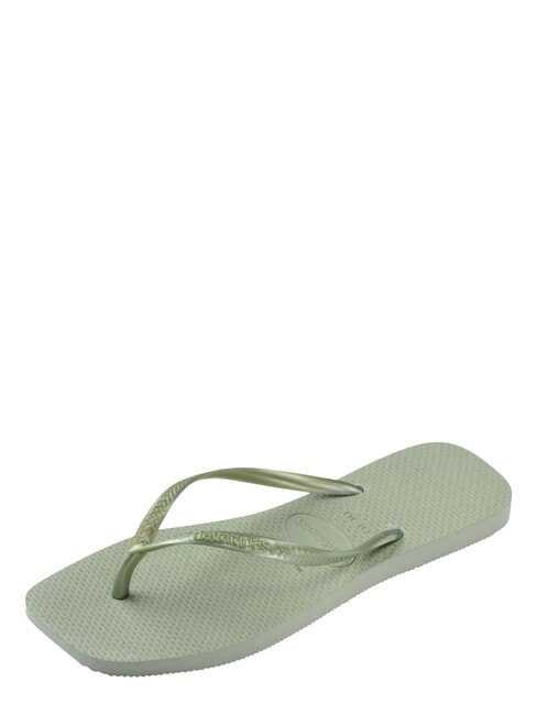 SLIM SQUARE Klapki z kwadratowym noskiem dym zielony - Buty damskie