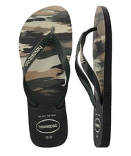 HAVAIANAS TOP CAMU Klapki czarno-zielony oliwkowy - Buty uniseks - 5