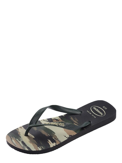 TOP CAMU Klapki czarno-zielony oliwkowy - Buty uniseks