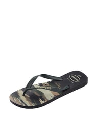 HAVAIANAS TOP CAMU Klapki czarno-zielony oliwkowy - Buty uniseks - 6
