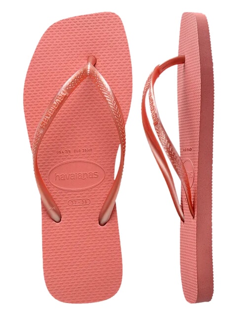 SLIM SQUARE Klapki z kwadratowym noskiem glina kanionowa - Buty damskie