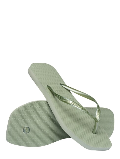 SLIM SQUARE Klapki z kwadratowym noskiem dym zielony - Buty damskie