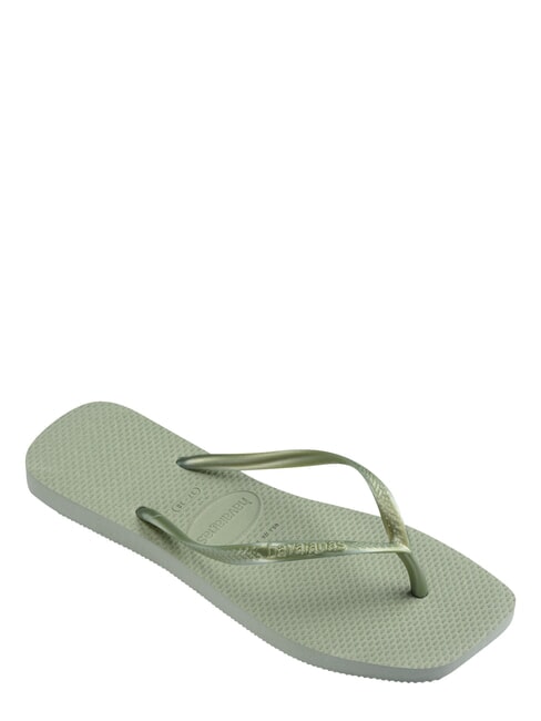 SLIM SQUARE Klapki z kwadratowym noskiem dym zielony - Buty damskie