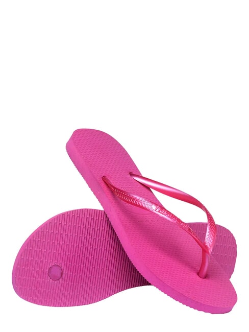 SLIM Klapki metaliczna r&oacute;żowa guma - Buty damskie