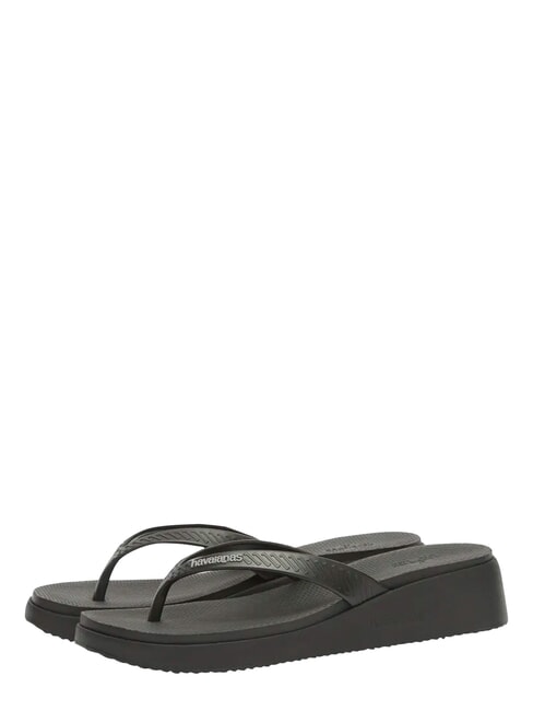 HIGH PLATFORM Klapki CZARNY - Buty damskie
