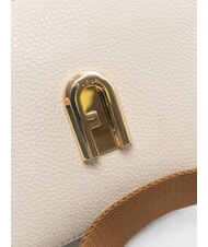FURLA GARDENIA Torba na aparat fotograficzny ze sk&oacute;ry z nadrukiem keria odcienie perłowe i koniakowe - Torby damskie - 4