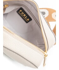 FURLA GARDENIA Torba na aparat fotograficzny ze sk&oacute;ry z nadrukiem keria odcienie perłowe i koniakowe - Torby damskie - 6