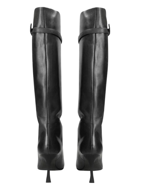 ME25 Wysokie buty, obcas 9 cm, ze sk&oacute;ry czarny - Buty damskie