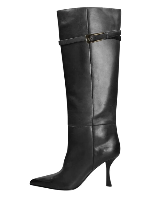ME25 Wysokie buty, obcas 9 cm, ze sk&oacute;ry czarny - Buty damskie