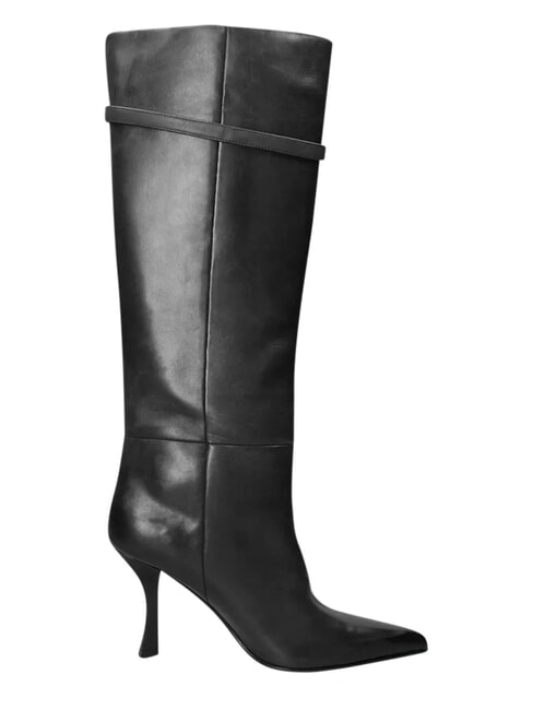 ME25 Wysokie buty, obcas 9 cm, ze sk&oacute;ry czarny - Buty damskie