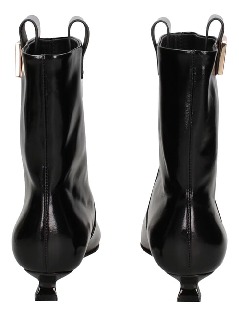 ME25 Botki na obcasie 3 cm, ze sk&oacute;ry czarny - Buty damskie