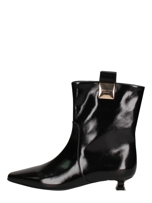 ME25 Botki na obcasie 3 cm, ze sk&oacute;ry czarny - Buty damskie