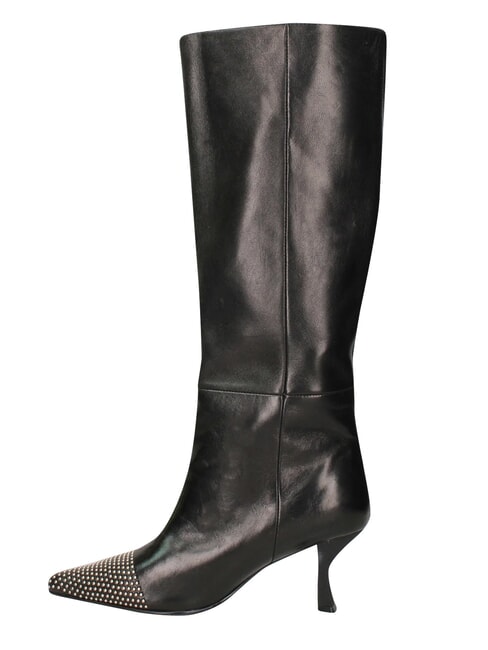 ME25 Wysokie buty, obcas 6,5, sk&oacute;rzane czarny - Buty damskie